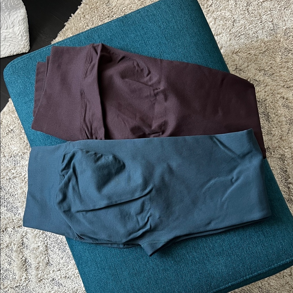 Set of Two Seamless Leggings - Blue and Brown